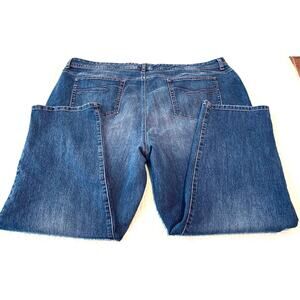 STYLE & CO SLIM LEG DISTRESSED JEANS, WOMENS, 26W, DENIM BLUE, WAIST 48, RISE13
